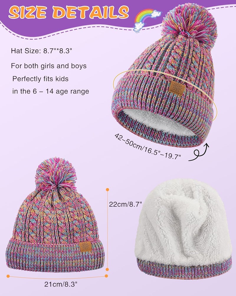 Clothclose Winter Hats for Kids - Kids Beanie, Toddler Knit Girls Winter Hat with Cute Pom-Pom Warm Fleece - Image 3
